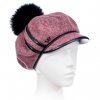 Dámská čepice s bambulí a kšiltem W-0141/242M růžová