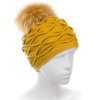 Dámská čepice s bambulí W-0158/637 žlutá