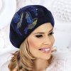 Dámský baret s výšivkou kolibříků W-0035/018 ČERNÝ