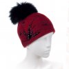 Dámská čepice s bambulí W-0077/001M červená melange
