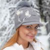 Dámská čepice s bambulí W-0260/308 šedá