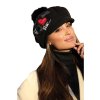 Dámský baret  s kšiltem a bambulí W-0392/018 černý