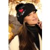 Dámský baret  s kšiltem a bambulí W-0392/018 černý