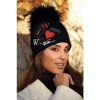 Dámská čepice  bambulí W-0423/018 černá