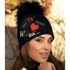 Dámská čepice  bambulí W-0423/018 černá