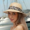 Letní dámský slaměný klobouk Fa-40110/UNI se vzorovanou stuhou