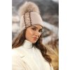 Luxusní béžová dámská čepice s bambulí W-0532/517
