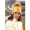 Luxusní žlutá dámská čepice s bambulí W-0534/765