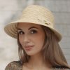 Letní slaměný dámský klobouk s rozšířeným kšiltem Fa-43510 natural