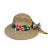 Letní dámský slamák z mořské trávy s květovanou stuhou 9462