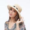 Letní dámský  klobouk z rafie s černou stuhou 2372