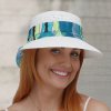 Letní dámská slaměná čepice s kšiltem a barevnou stuhou Fa-42671 bílá