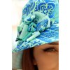 Azurově modrý letní dámský klobouk W-0545 s květem
