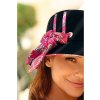 Černý letní klobouk s taškou - zdobené stuhou - komplet W-0561