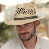 Letní slaměný klobouk  Fedora 43350 s větracími otvory
