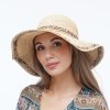 Letní dámský klobouk z rafie s hnědým zdobením VHM-0001/HN