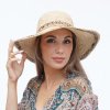 Letní dámský klobouk z rafie s hnědým zdobením VHM-0001/HN