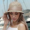 Letní dámský CLOCHE klobouk z mořské trávy zdobený sisalem Me-020