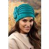 Dámská vlněná čepice se zdobením W-0600/733 azurová