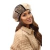 Dámský zimní baret zdobený síťkou W-0625/284 béžový
