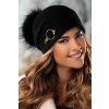 Zimní dámská čepice s bambulí W-0649/018 černá