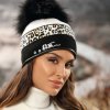Zimní dámská čepice s bambulí leopardí vzor W-0691/000