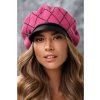 Zimní čepice s kšiltem zdobená kamínky W-0733/406 růžová