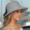 Dámský letní nemačkavý slamák Cloche s mašlí -šedý melange P-14033 - nf