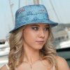 Letní bavlněný klobouk Bucket - modrý se vzorem Ba-34080920-228