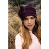 Tmavě fialová zimní dámská čepice W-0801/2040 s aplikací