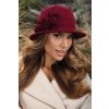 Vínový zimní dámský klobouk se zdobením W-0800