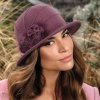 Tmavě starorůžový zimní dámský klobouk se zdobením W-0800