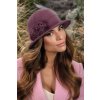 Tmavě starorůžový zimní dámský klobouk se zdobením W-0800