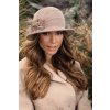 Světle béžový zimní dámský klobouk se zdobením W-0800