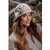 Šedý zimní dámský klobouk se zdobením W-0802
