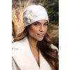 Bílá dámská zimní čepice se zdobením W-0804
