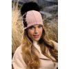 Luxusní starorůžová dámská čepice s bambulí W-0822/375