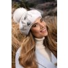 Krumlovanka Bílý baret s bambulí 100% vlna Woolmark W-0826/000