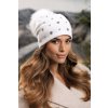 Dámská bílá zimní čepice s bambulí 100%vlna Woolmark Quality W-0829/000