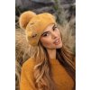 Dámský baret s bambulí a výšivkou W-0830/765 žlutý