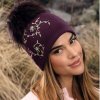 Krumlovanka Zimní čepice s bambulí 100%vlna Woolmark W-0831/2040 fialová