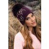 Dámská zimní čepice s bambulí W-0831/2040 tmavě fialová