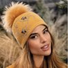 Krumlovanka Zimní čepice s bambulí 100%vlna Woolmark W-0831/765 žlutá