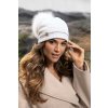 Bílá dámská zimní čepice s bambulí 100% vlna Woolmark Quality W-832/000