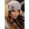 Šedá dámská zimní čepice s květem W-0833/529
