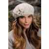 Krumlovanka Šedý dámský baret 100%vlna Woolmark W-0840/866 ozdobený