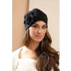Krumlovanka Černá bavlněná dámská čepice s květem W-0841/C009