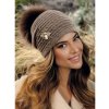 Hnědá zimní čepice s bambulí se zdobením Beatle W-0808/690