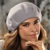 Šedý baret FLORA 100% vlna WOOLMARK W-baret/529 (M)