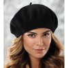 Černý baret FLORA 100% vlna WOOLMARK W-baret/018
